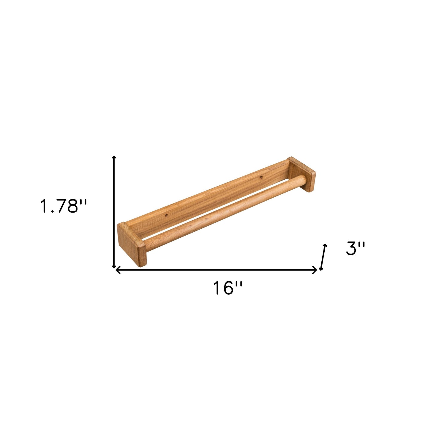 16" Traditional Solid Teak Towel Bar-7