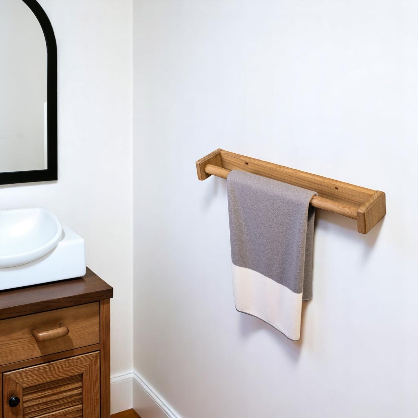 16" Traditional Solid Teak Towel Bar-1