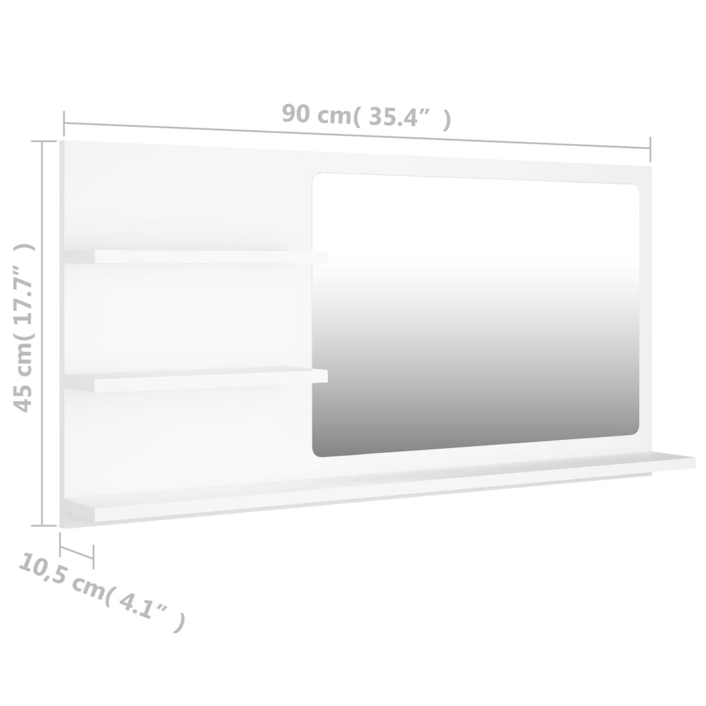 vidaXL Bathroom Mirror Vanity with Shelves for Powder Room Engineered Wood-4