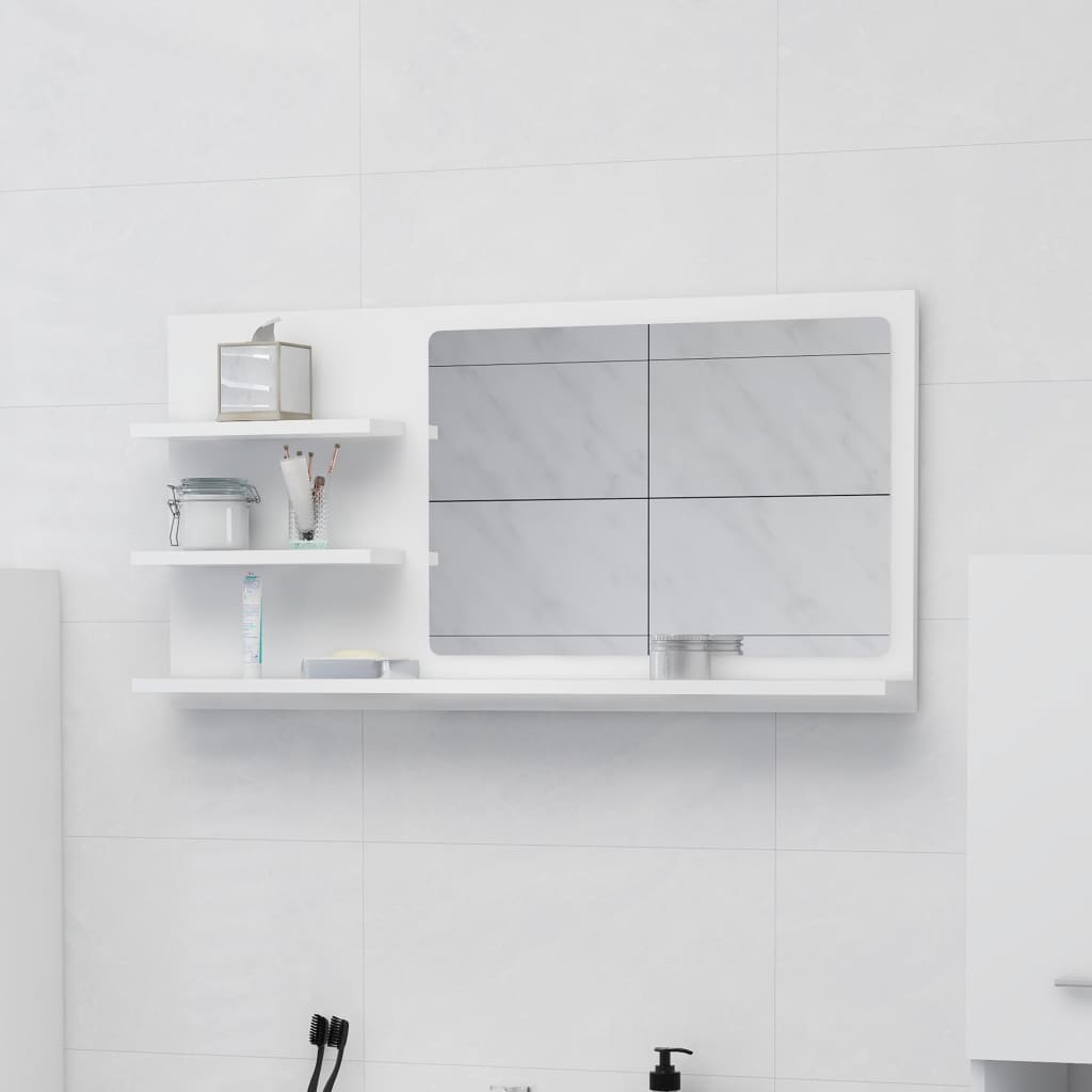 vidaXL Bathroom Mirror Vanity with Shelves for Powder Room Engineered Wood-10