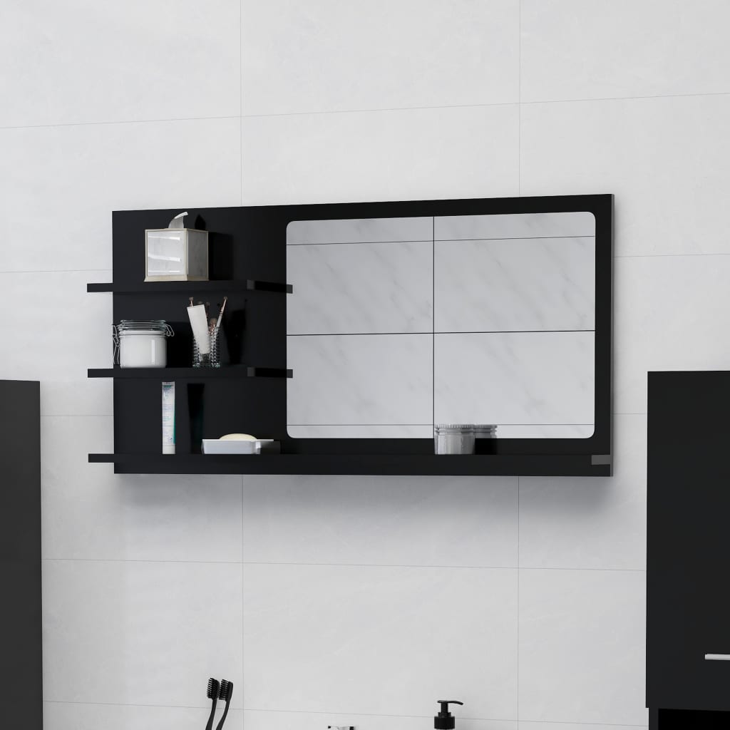 vidaXL Bathroom Mirror Vanity with Shelves for Powder Room Engineered Wood-5