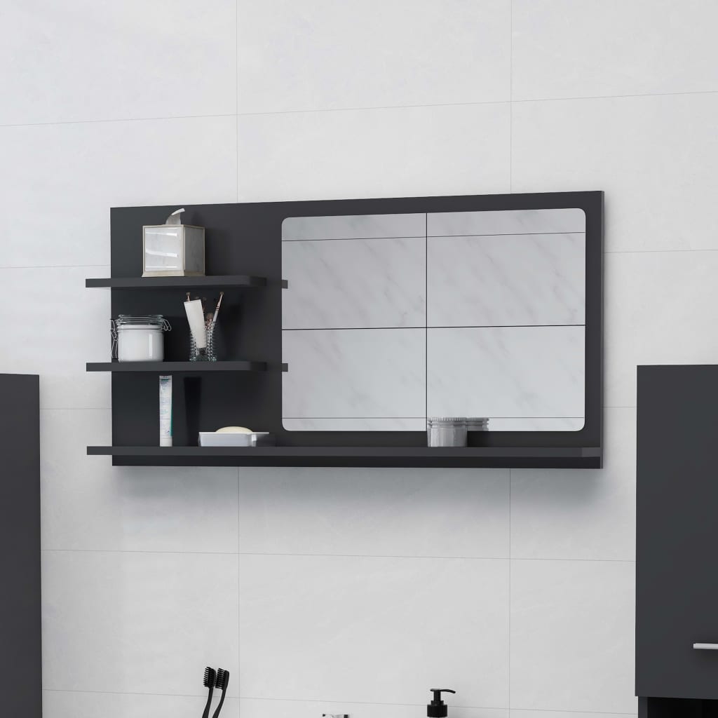 vidaXL Bathroom Mirror Vanity with Shelves for Powder Room Engineered Wood-7