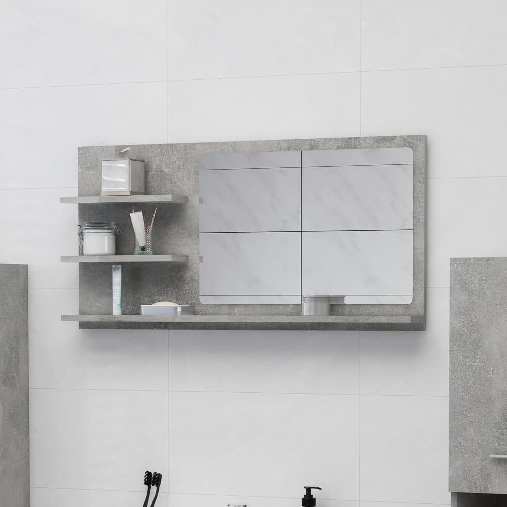 vidaXL Bathroom Mirror Vanity with Shelves for Powder Room Engineered Wood-6