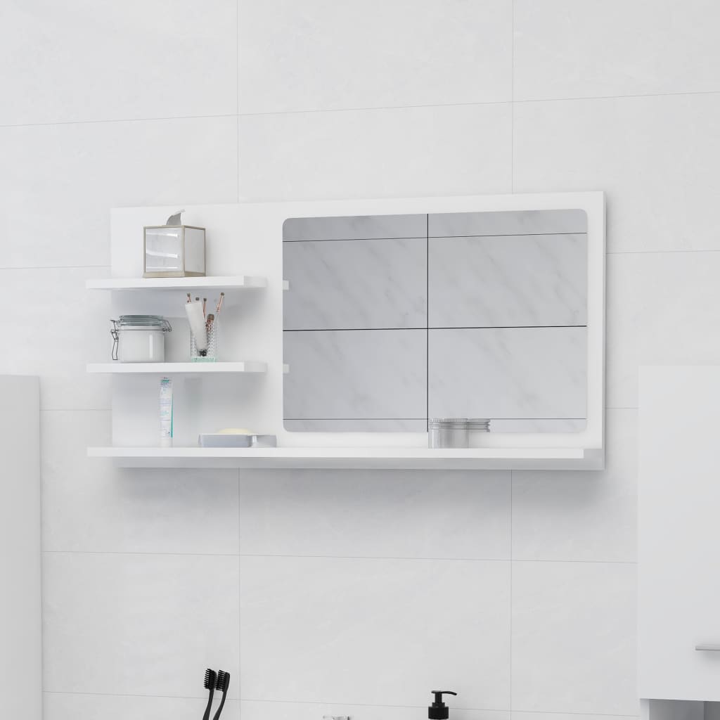vidaXL Bathroom Mirror Vanity with Shelves for Powder Room Engineered Wood-11