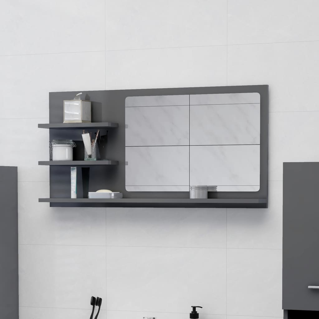 vidaXL Bathroom Mirror Vanity with Shelves for Powder Room Engineered Wood-8