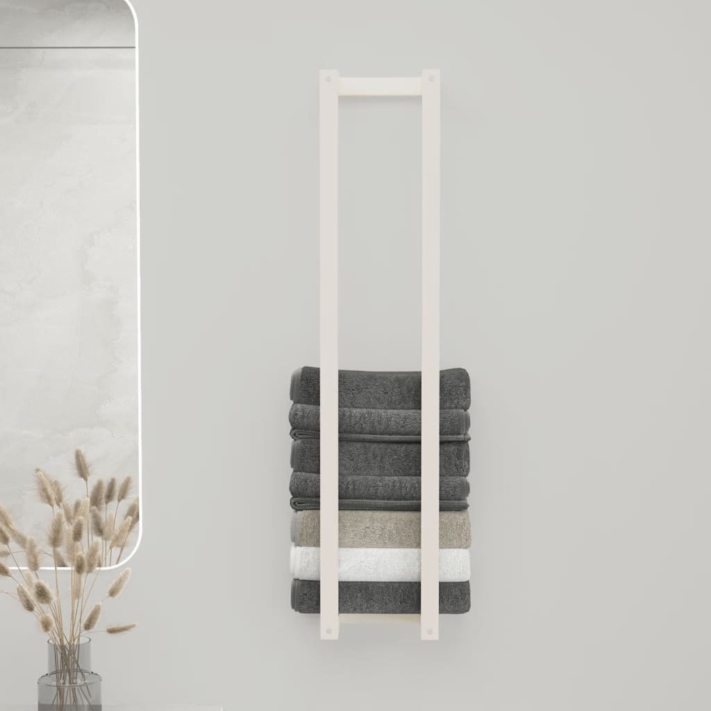 vidaXL Towel Rack White 9.1"x7.1"x43.3" Solid Wood Pine-1