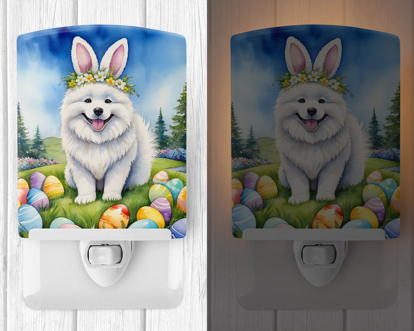 Samoyed Easter Egg Hunt Ceramic Night Light-1