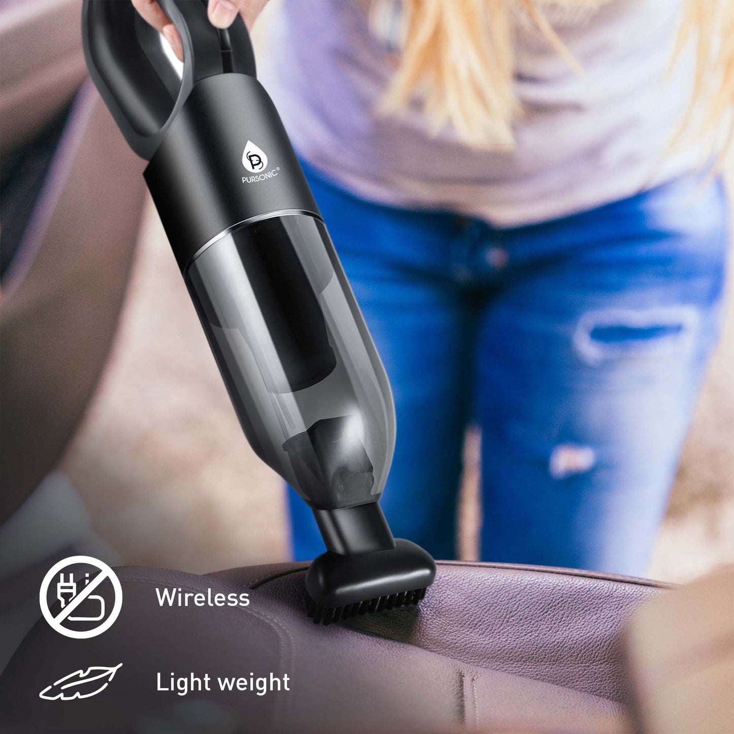 Pursonic CleanMax Duo Bundle: USB Rechargeable Cordless Handheld Vacuum Cleaner + Electric Scalable Scrubber Brush-2
