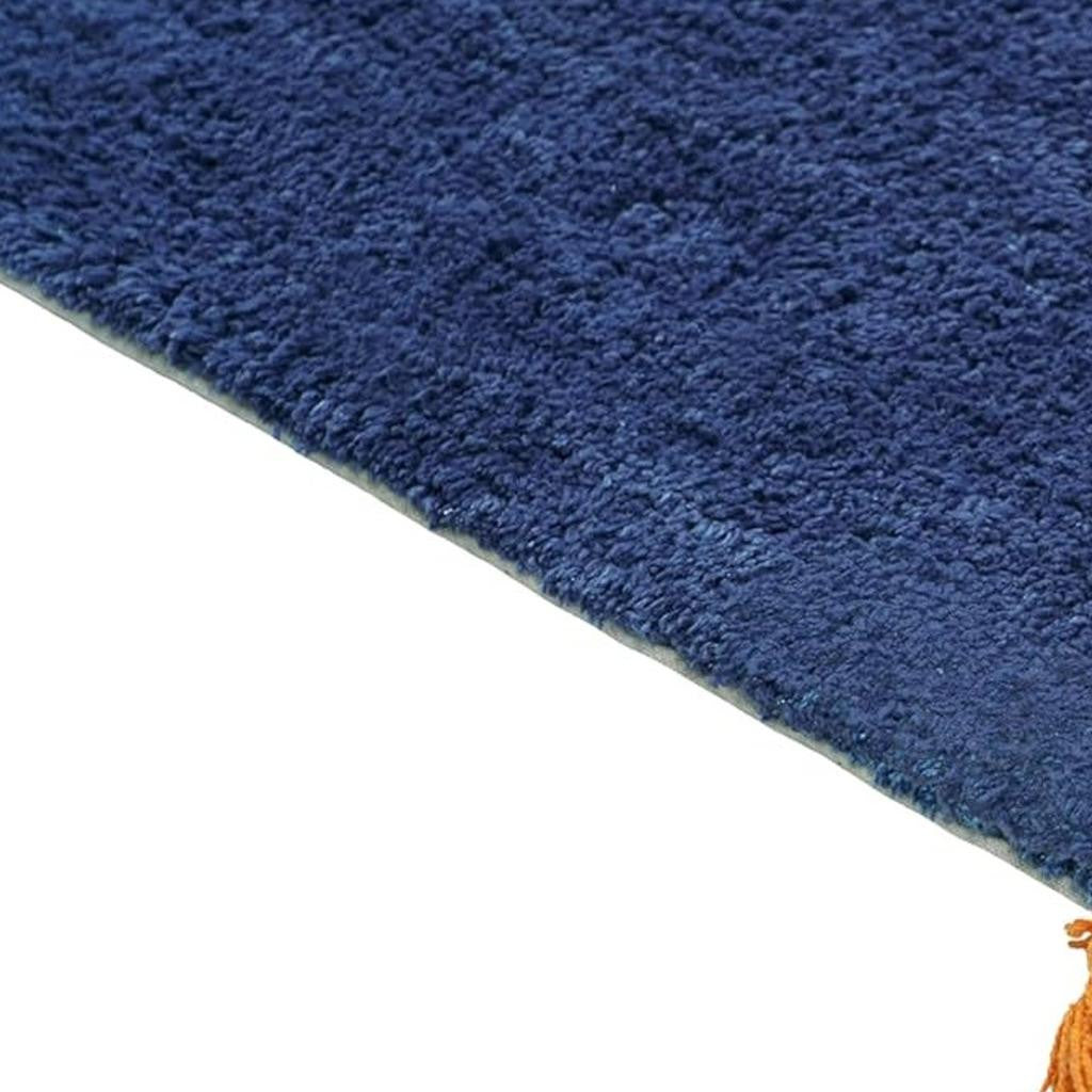 32" Blue Orange And White Cotton Dog Youthful Bath Rug-3