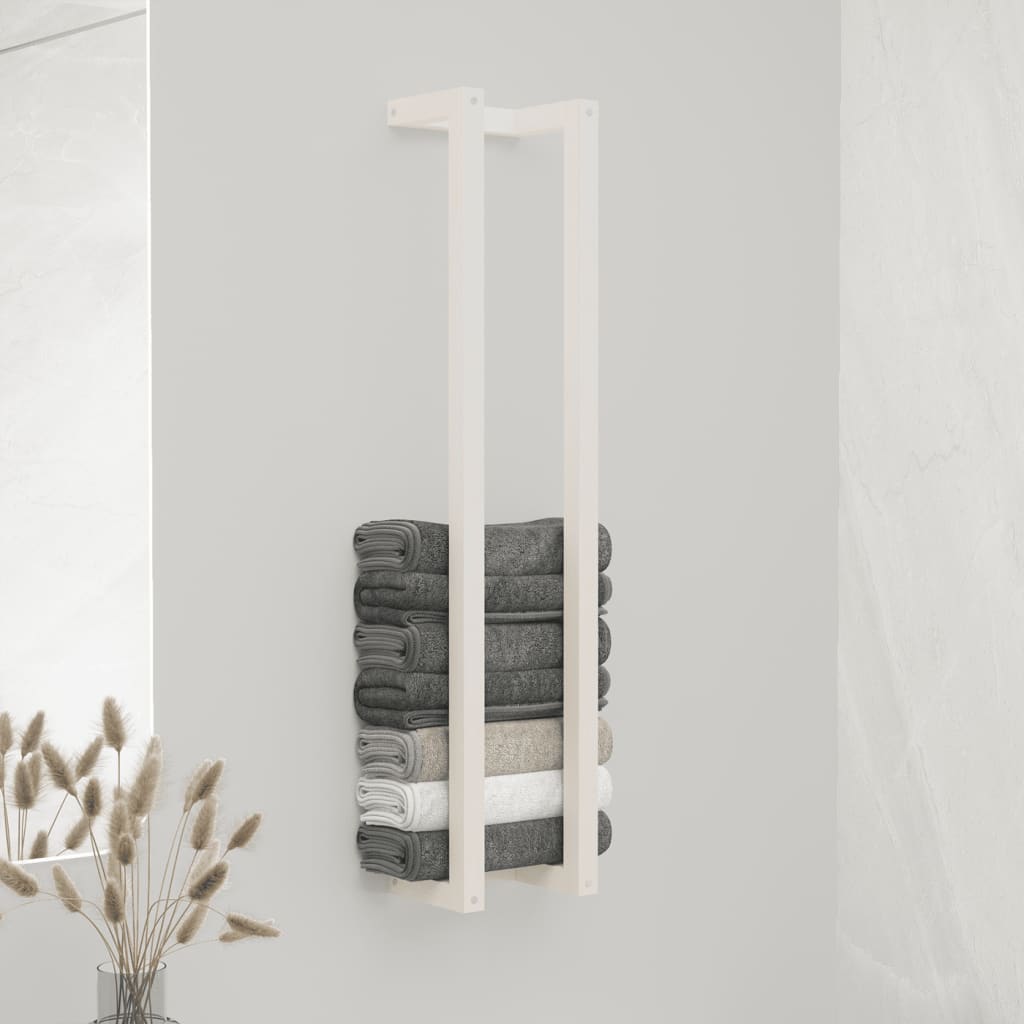 vidaXL Towel Rack White 9.1"x7.1"x43.3" Solid Wood Pine-0