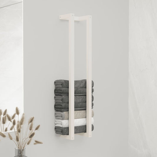 vidaXL Towel Rack White 9.1"x7.1"x43.3" Solid Wood Pine-0